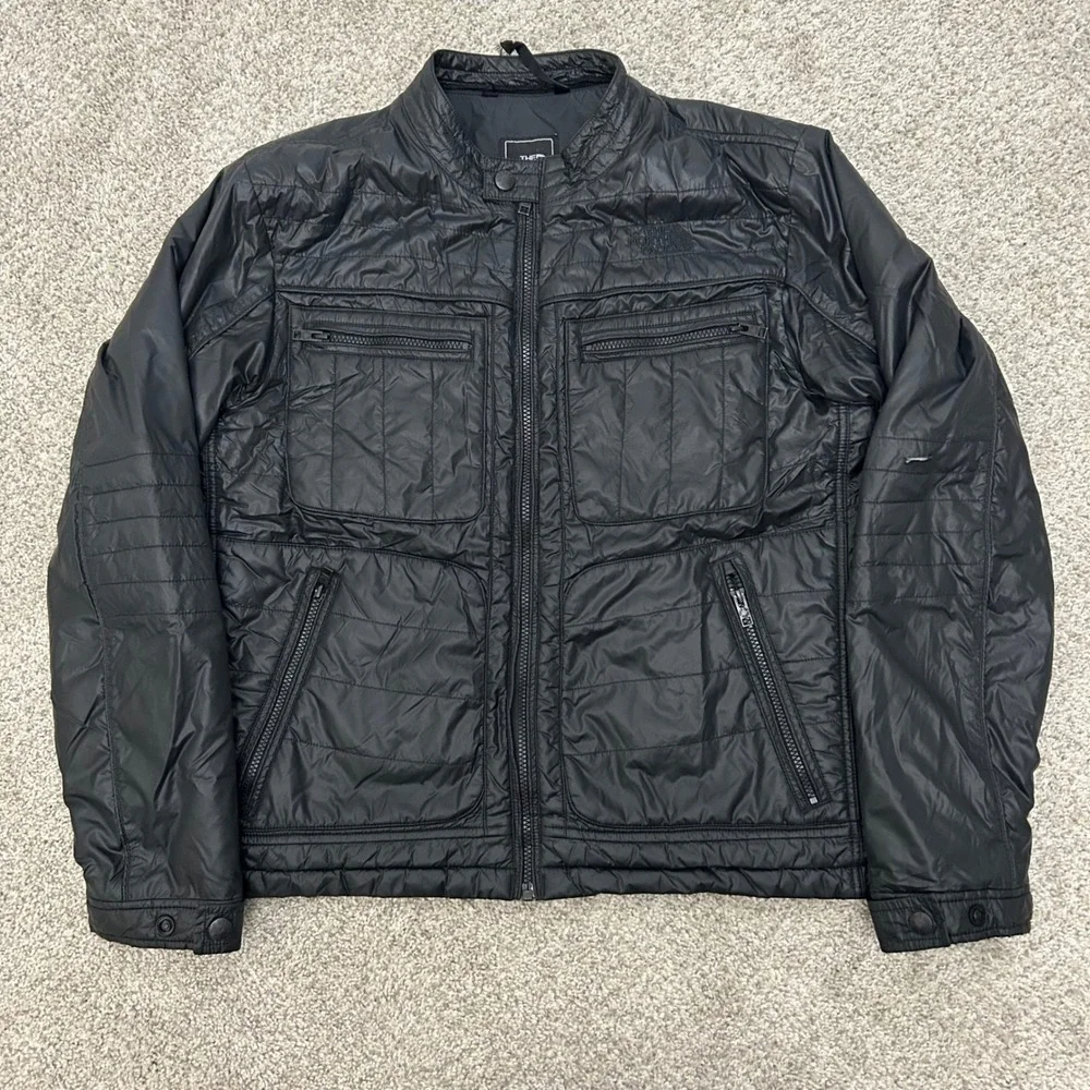The North Face Mack Moto Jacket Large Black Quilted Full Zip Insulated Puffer